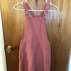 Suede overall dress